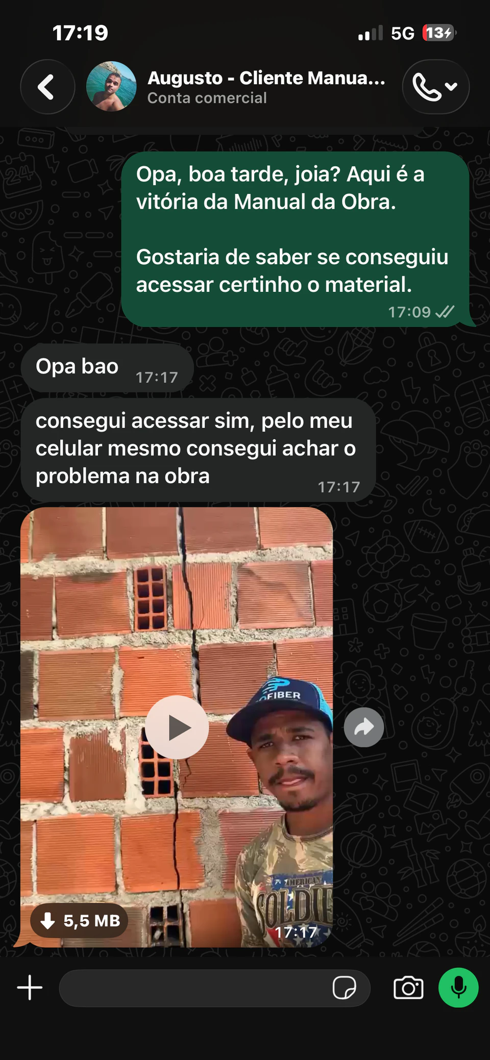 Depoimento de Augusto: conseguiu acessar pelo celular e identificar o problema na obra.
